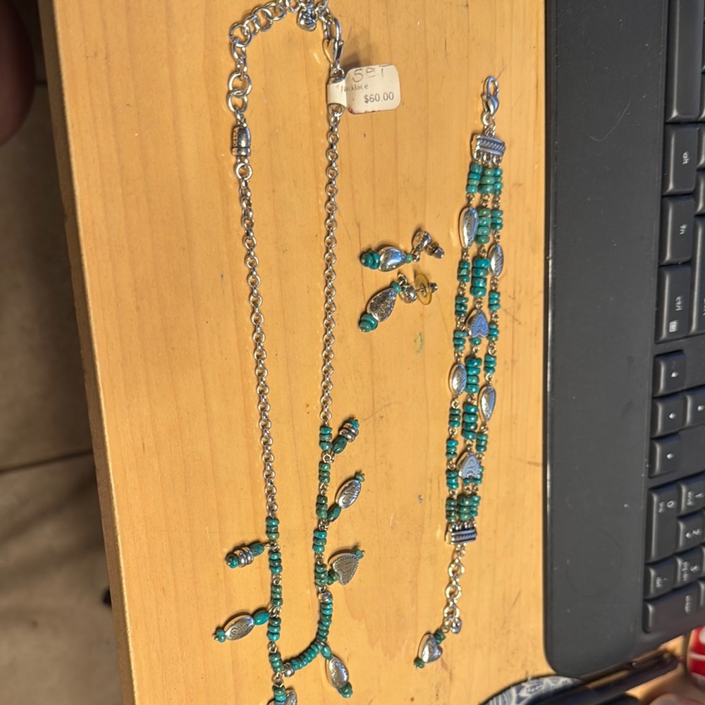 Brighton Silver and Turquoise Necklace Set